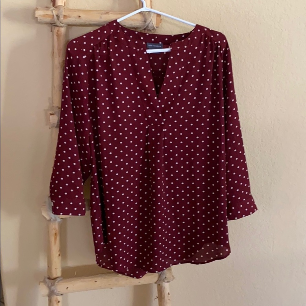 Red polka dot Van Heusen Blouse